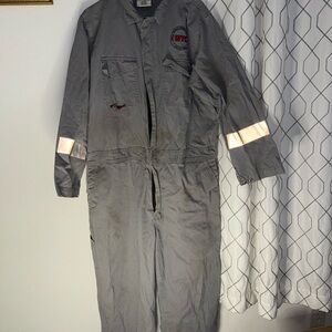 Gray Coverall with Reflective Stripes